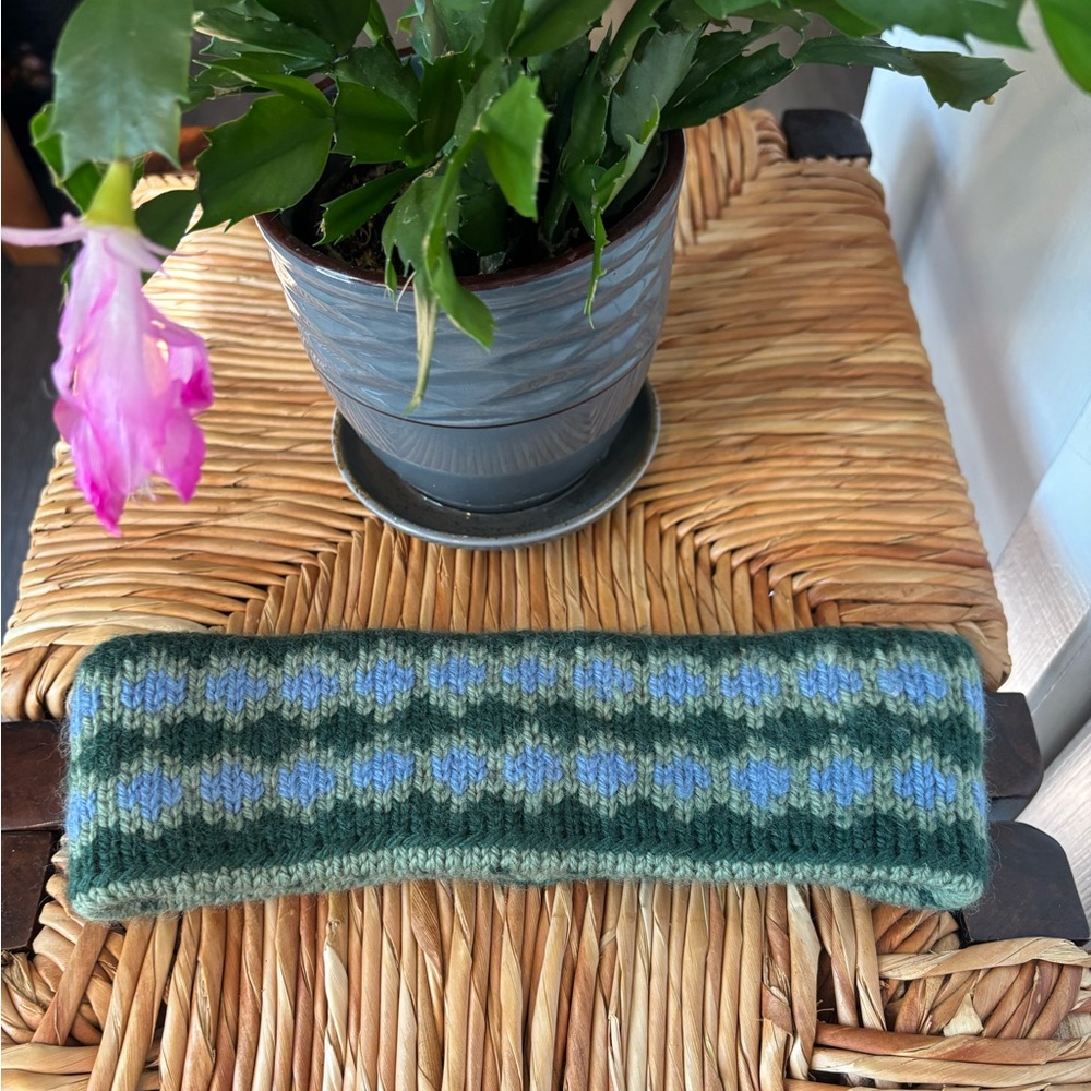 Green and Blue Knitted Reversible Headband